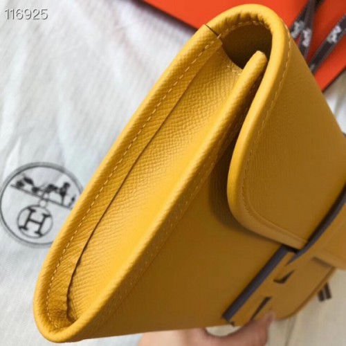 Hermes Jige Elan Clutch Yellow Epsom Leather