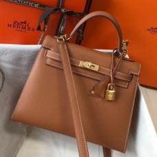 Hermes Kelly 25cm Epsom Calfskin Bag Handstitched Palladium Hardware, Etoupe  CK18 RS03907 Replica Sale Online With Cheap Price