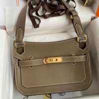 Hermes Jypsiere Mini Handmade Bag In Taupe Swift Calfskin Hermes Jypsiere Mini Handmade Bag In Taupe Swift Calfskin