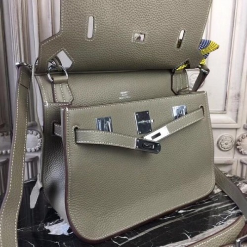 Hermes Grey Clemence Jypsiere 28cm Bag 