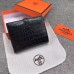 Hermes classic crocodile pattern H buckle two-fold short women wallet black