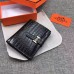 Hermes classic crocodile pattern H buckle two-fold short women wallet black