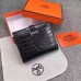 Hermes classic crocodile pattern H buckle two-fold short women wallet black