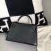 Hermes Black Swift Kelly Mini II 20cm Handmade Bag