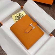 Hermes Bearn Compact Wallet In Orange Epsom Leather Hermes Bearn Compact Wallet In Orange Epsom Leather