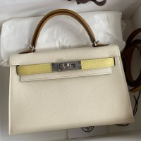 Hermes HSS Kelly Mini II Sellier Tri-color Bag in Nata/Craie/Black Epsom Calfskin