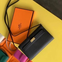 Hermes Kelly Classique To Go Wallet In Black Epsom Calfskin Hermes Kelly Classique To Go Wallet In Black Epsom Calfskin