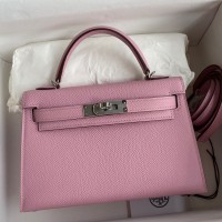 Hermes Kelly Mini II Sellier Handmade Bag In Mauve Sylvestre Epsom Calfskin Hermes Kelly Mini II Sellier Handmade Bag In Mauve Sylvestre Epsom Calfskin