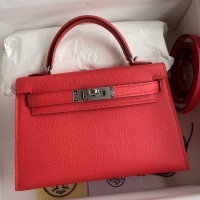 Hermes Kelly Mini II Sellier Handmade Bag In Piment Epsom Calfskin Hermes Kelly Mini II Sellier Handmade Bag In Piment Epsom Calfskin