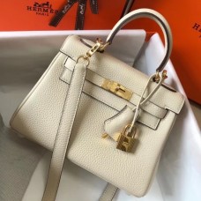 Hermes Mini Kelly 20cm Bag In Craie Clemence Leather Hermes Mini Kelly 20cm Bag In Craie Clemence Leather