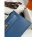 Hermes Kelly Mini II Sellier Handmade Bag In Blue Agate Epsom Calfskin