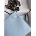 Hermes Kelly Mini II Sellier Handmade Bag In Blue Brume Epsom Calfskin