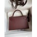 Hermes Kelly Mini II Sellier Handmade Bag In Bordeaux Epsom Calfskin