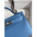 Hermes Kelly Mini II Sellier Handmade Bag In Blue Paradise Epsom Calfskin