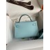 Hermes Kelly Mini II Sellier Handmade Bag In Blue Zephyr Epsom Calfskin