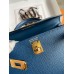 Hermes Kelly Mini II Sellier Handmade Bag In Deep Blue Epsom Calfskin
