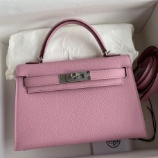 Hermes Kelly Mini II Sellier Handmade Bag In Mauve Sylvestre Epsom Calfskin