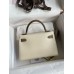 Hermes Kelly Mini II Sellier Bicolor Handmade Bag in Nata and Taupe Epsom Calfskin