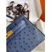 Hermes Kelly Mini II Sellier Handmade Bag In Blue Iris Ostrich Leather