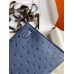 Hermes Kelly Mini II Sellier Handmade Bag In Blue Iris Ostrich Leather