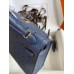 Hermes Kelly Mini II Sellier Handmade Bag In Blue Iris Ostrich Leather