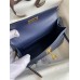 Hermes Kelly Mini II Sellier Handmade Bag In Blue Iris Ostrich Leather