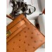 Hermes Kelly Mini II Sellier Handmade Bag In Gold Ostrich Leather