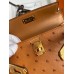 Hermes Kelly Mini II Sellier Handmade Bag In Gold Ostrich Leather