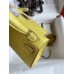 Hermes Kelly Mini II Sellier Handmade Bag In Lime Ostrich Leather