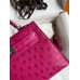 Hermes Kelly Mini II Sellier Handmade Bag In Rose Red Ostrich Leather