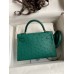 Hermes Kelly Mini II Sellier Handmade Bag In Vert Vertigo Ostrich Leather