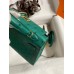 Hermes Kelly Mini II Sellier Handmade Bag In Vert Vertigo Ostrich Leather