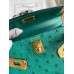 Hermes Kelly Mini II Sellier Handmade Bag In Vert Vertigo Ostrich Leather