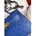 Hermes Kelly Mini II Sellier Handmade Bag In Blue Electric Ostrich Leather