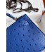 Hermes Kelly Mini II Sellier Handmade Bag In Blue Electric Ostrich Leather