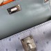 Hermes Kelly Mini II Sellier Handmade Bag In Blue Lin Ostrich Leather