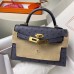 Hermes Kelly Mini II Sellier Handmade Bag In Gris Agate Ostrich Leather