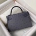 Hermes Kelly Mini II Sellier Handmade Bag In Gris Agate Ostrich Leather