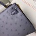 Hermes Kelly Mini II Sellier Handmade Bag In Gris Agate Ostrich Leather