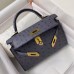 Hermes Kelly Mini II Sellier Handmade Bag In Gris Agate Ostrich Leather