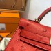 Hermes Kelly Mini II Sellier Handmade Bag In Red Ostrich Leather