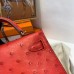 Hermes Kelly Mini II Sellier Handmade Bag In Red Ostrich Leather