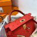 Hermes Kelly Mini II Sellier Handmade Bag In Red Ostrich Leather