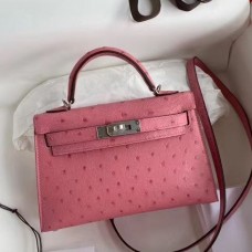 Hermes Kelly Mini II Sellier Handmade Bag In Terre Cutie Ostrich Leather