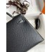 Hermes Kelly Mini II Sellier Verso Handmade Bag in Black and Blue Brume Epsom Calfskin