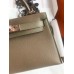 Hermes Kelly Mini II Sellier Verso Handmade Bag in Taupe and Bamboo Epsom Calfskin
