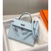 Hermes Kelly Mini II Bag In Blue Brume Epsom Leather PHW