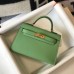 Hermes Kelly Mini II Sellier Bag In Vert Criquet Epsom Leather