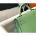 Hermes Kelly Mini II Sellier Bag In Vert Criquet Epsom Leather