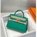 Hermes Kelly Mini II Bag In Vert Jade Epsom Leather GHW